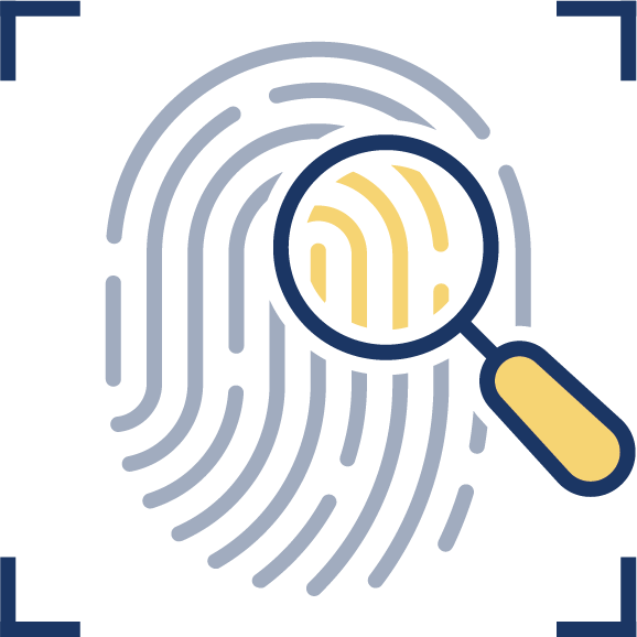 Magnifying glass over a fingerprint