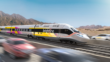 A Brightline train