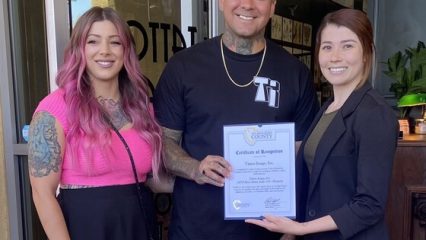 Kimberly Mesen with representatives from Tattoo Image