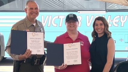 Kimberly Mesen with Sheriff Dicus and a representative from VVTA