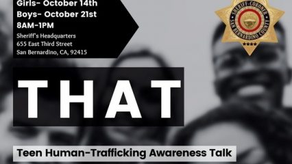 Teen Human Trafficking Awareness Talk. Girls on October 14 and boys on October 21.