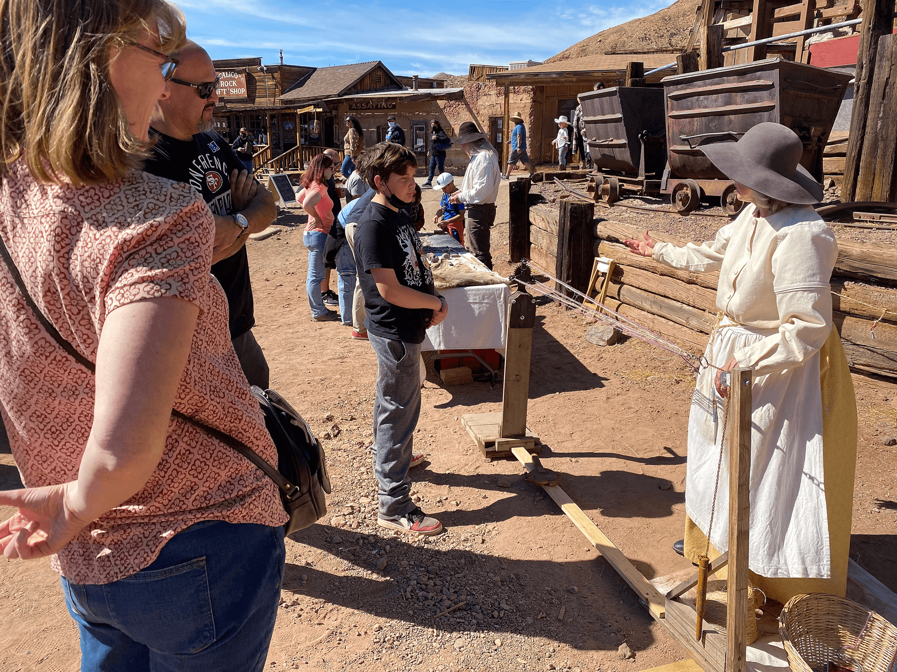 Photo of guests watching ropemaking at Calico Ghost Town