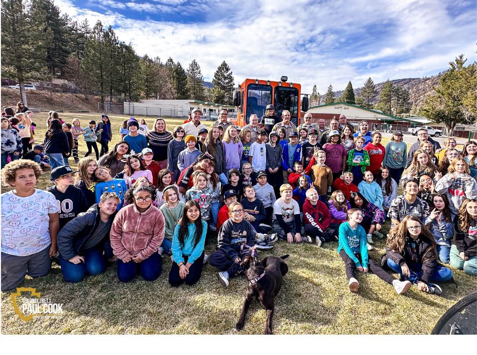 Wrightwood children with new snow cat.