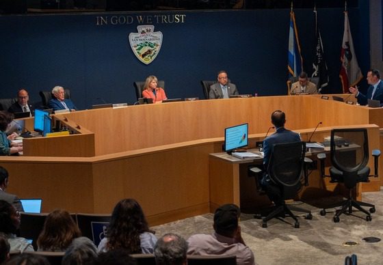 Photo of the five members of the San Bernardino County board of supervisors