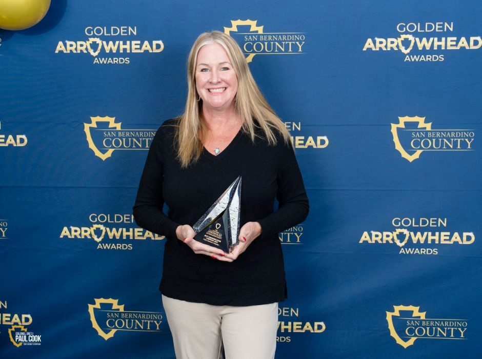 Communications Advisor Veronica Hill was honored to be recognized at San Bernardino County’s annual Golden Arrowhead Awards .