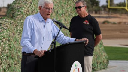Col Cook speaks at Capt. McConnell Veterans Memorial and Park opening.