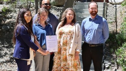 The Wrightwood community celebrated the grand reopening and ribbon cutting for its San Bernardino County Library branch library on Monday.