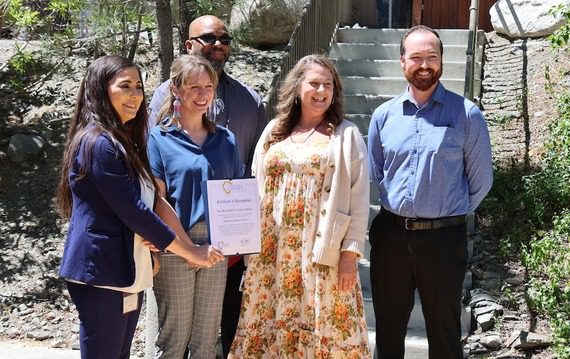 The Wrightwood community celebrated the grand reopening and ribbon cutting for its San Bernardino County Library branch library on Monday.