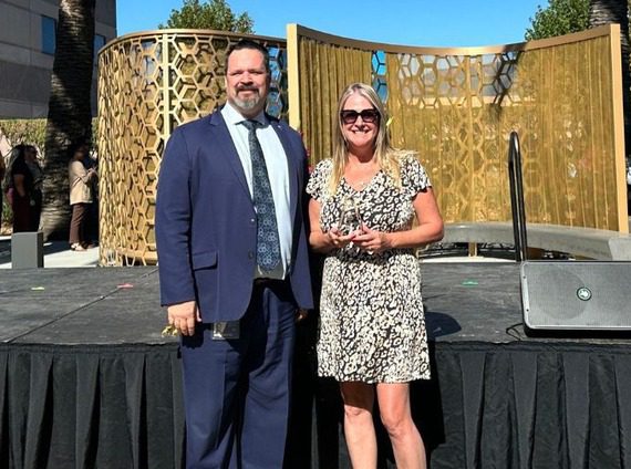 San Bernardino County CEO Luther Snoke and Communications Advisor Veronica Hill at the County's NACo Awards ceremony.